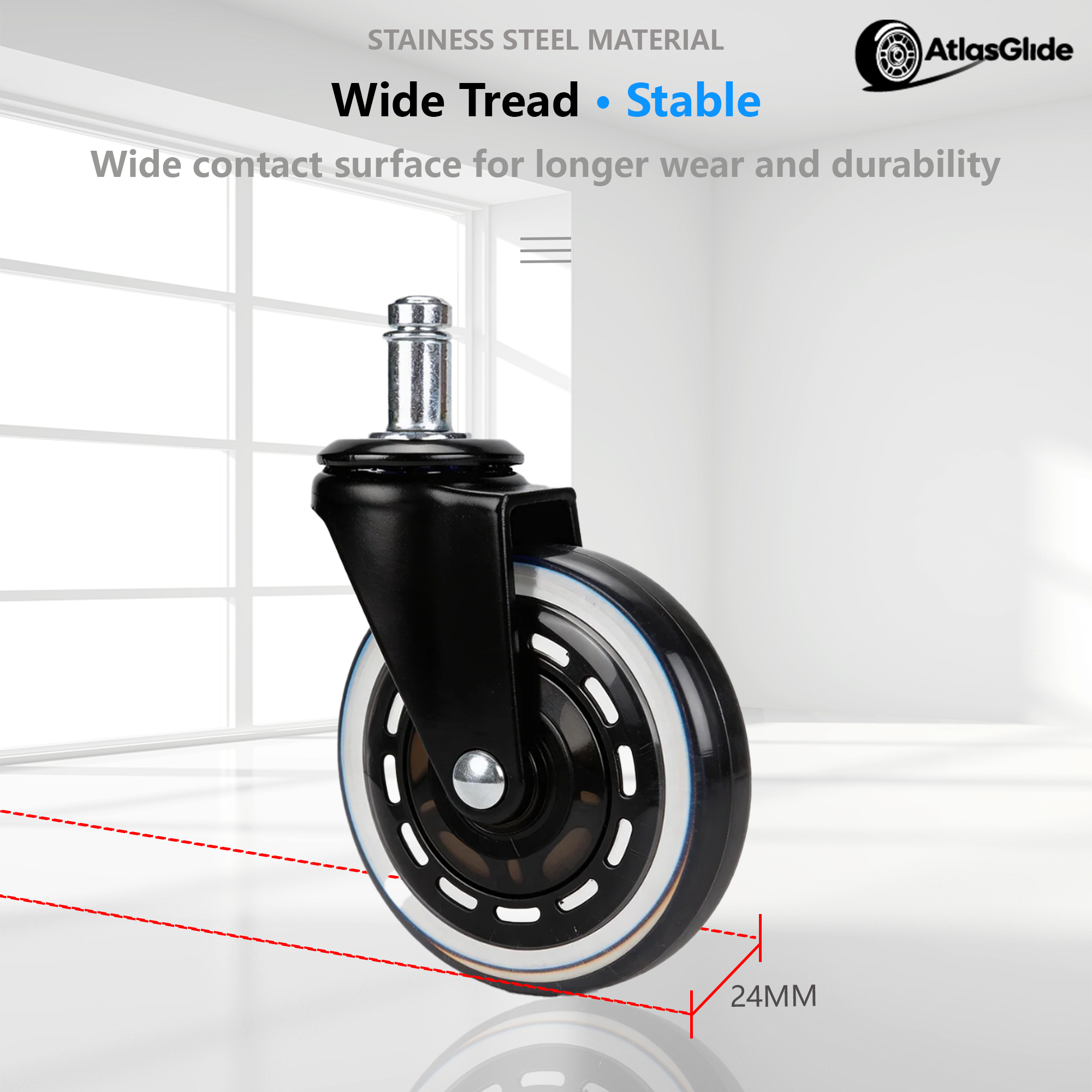 Caster width and clearance diagram